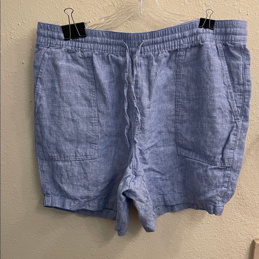 Lands' End Light Blue Linen Shorts size 18
